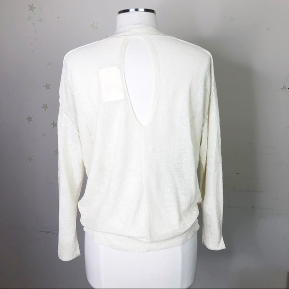 INHABIT cream linen crew neck light weight sweater - Picture 4 of 15